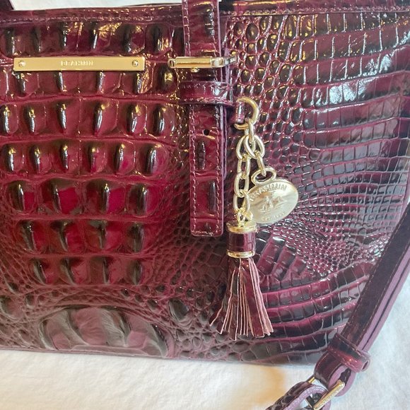 Brahmin Genuine Leather croc-Embossed Bag - Sangria - Picture 4 of 5